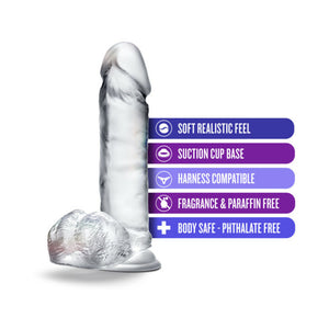 Diamond Glimmer 8 in. Dildo with Balls Clear